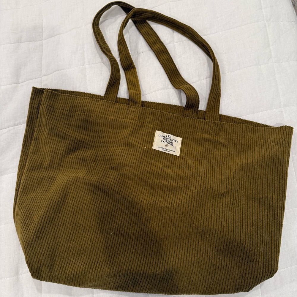 Sezane chartreuse Corduroy Tote Bag